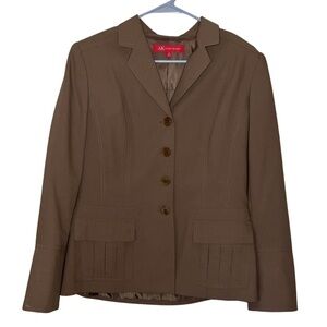 Anne Klein Chestnut Brown Button Front Blazer Size 10